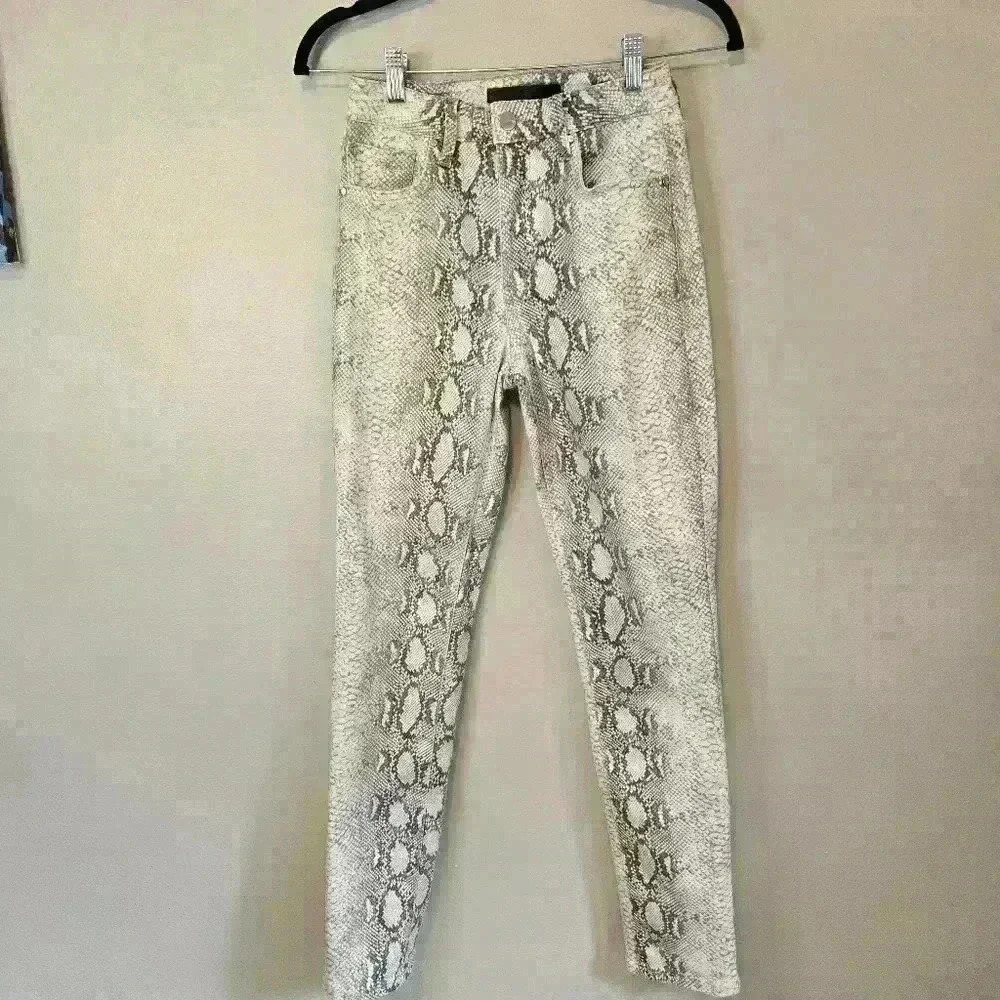 Joe's Jeans The Luna High-Rise Straight leg Snake Print Sz 24 Bikercore
